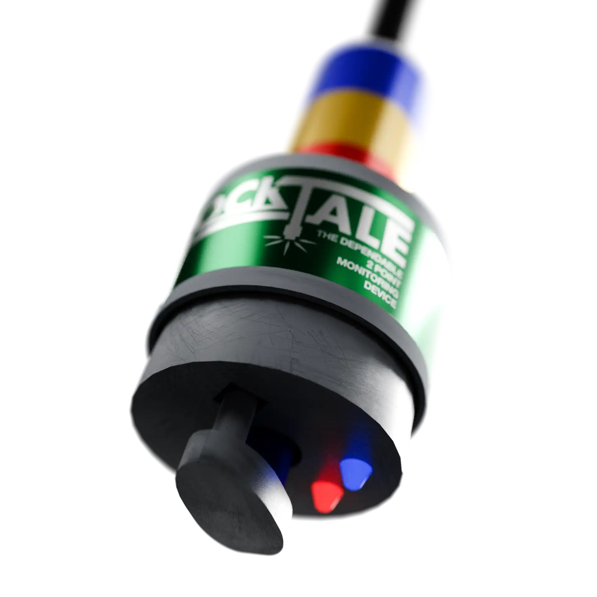 Angle shot, close-up rendering of the RockTale Device.